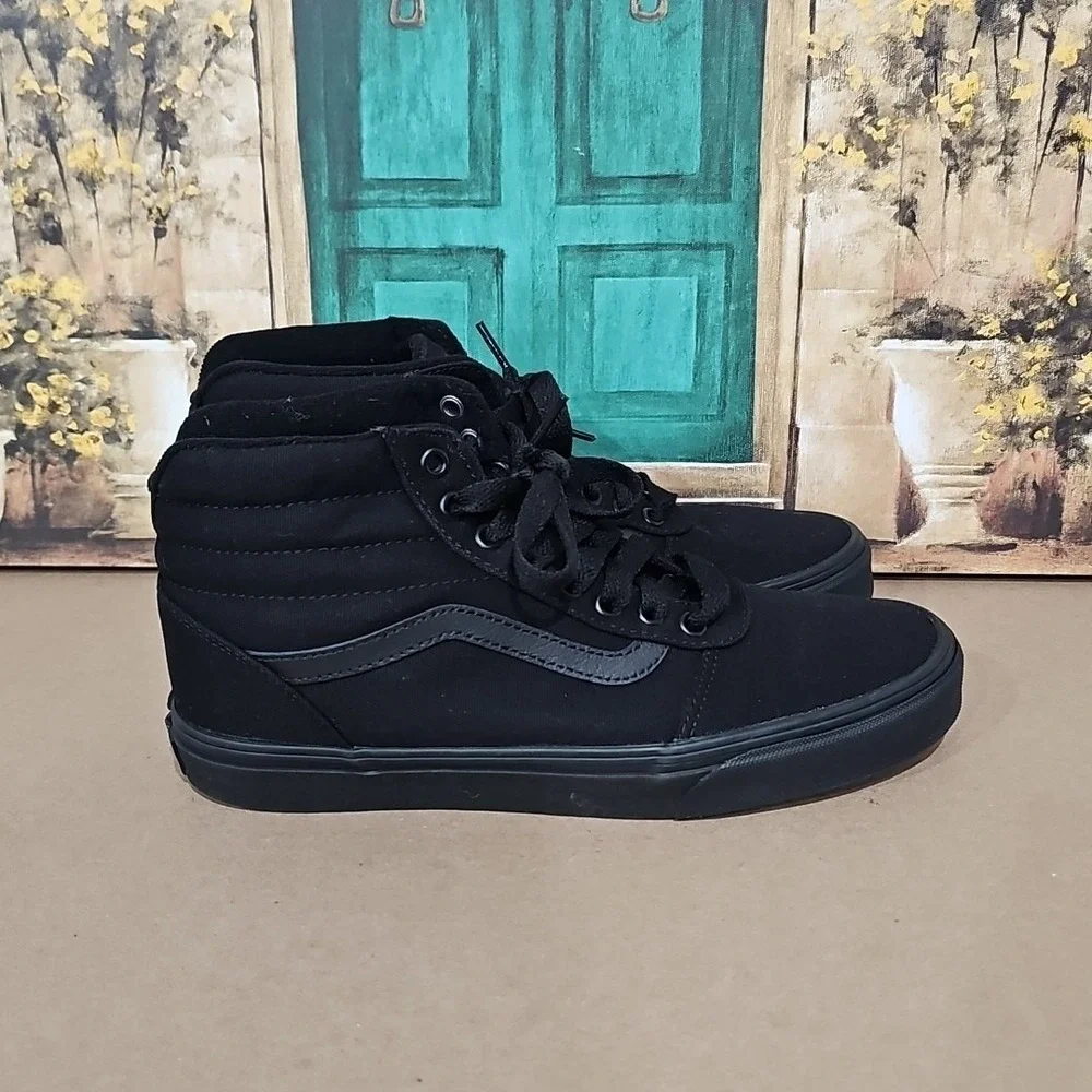 VANS WARD‎ HI BLACK/BLACK CANVAS SK8-HI SKATE HIGH Me5 US SIZES 8.5